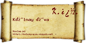 Kálnay Éva névjegykártya